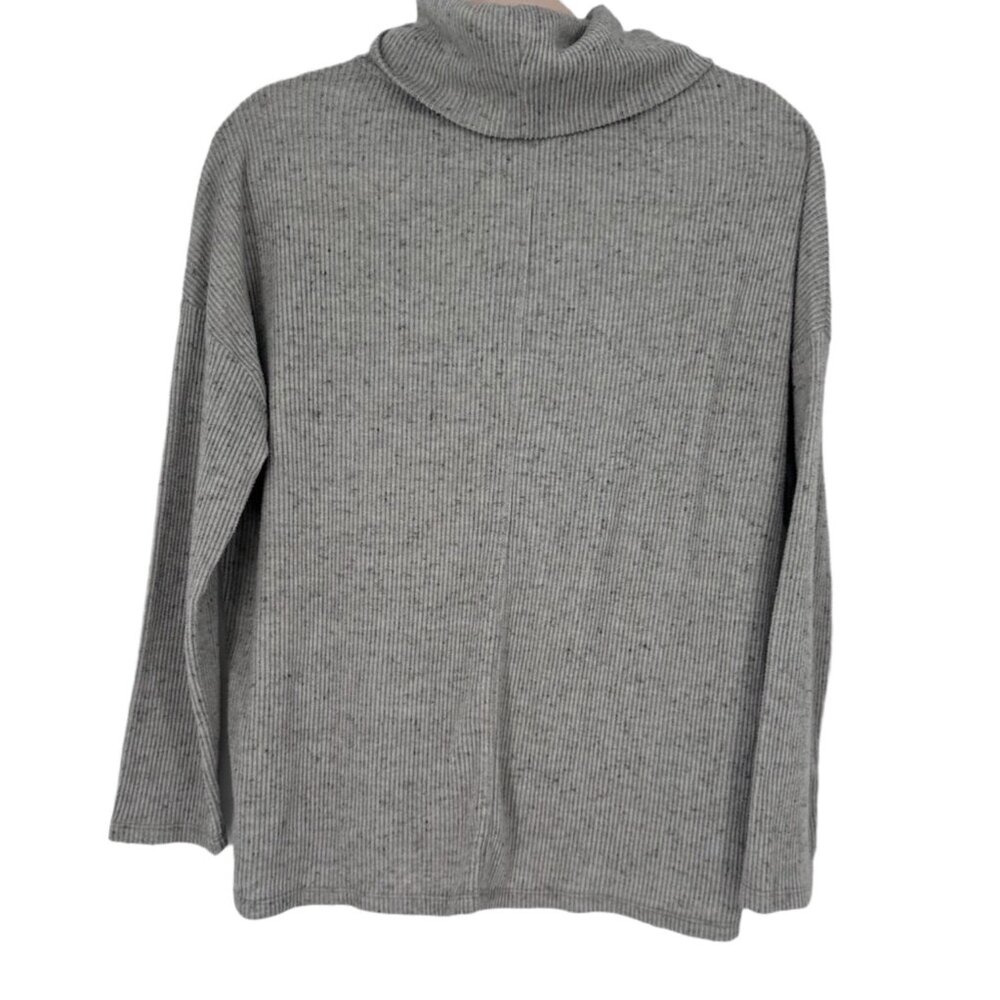 Dylan Fuzzy Flecked Fleece Cowl Neck Top Grey Size Small - Picture 2 of 8